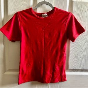 Moda International Int’l Womens Red Short Sleeve T-Shirt Stretchy Size Small